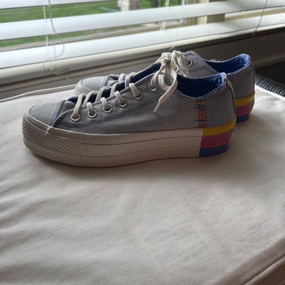 Converse Chuck Taylor All Star Platform Sneakers - Blue & White - Women 7 - Picture 2 of 8